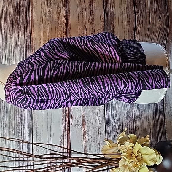 NEW MICHAEL MICHAEL KORS FLAWED PURPLE ZEBRA PRINT 3/4 SLEEVE BANDED TOP BLOUSE - Picture 7 of 14